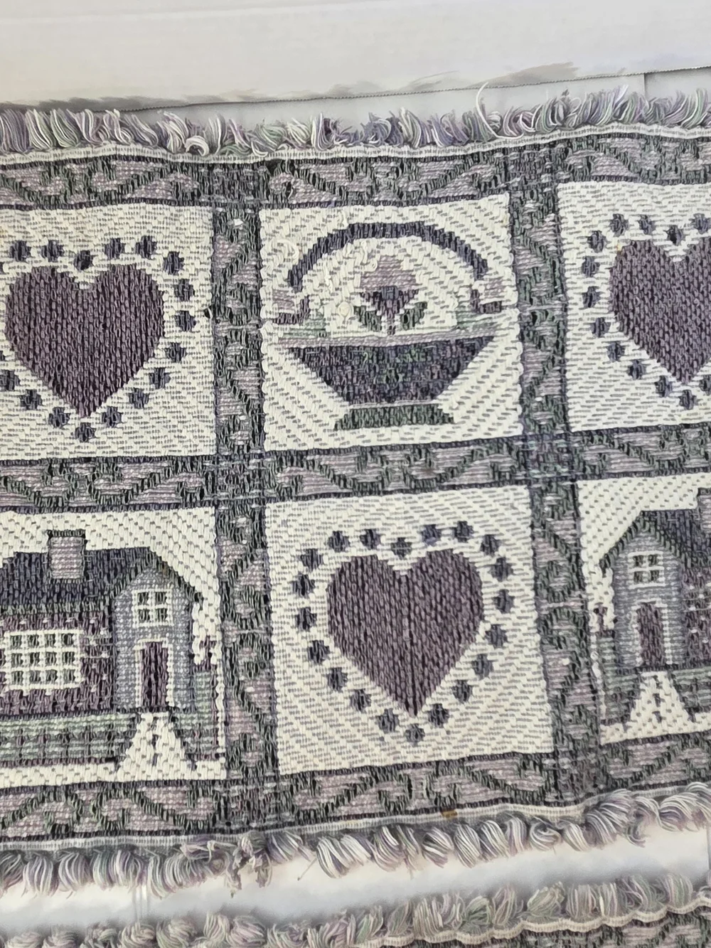 Vintage Cream and Purple Woven Tapestry Place Mats - Set of 4